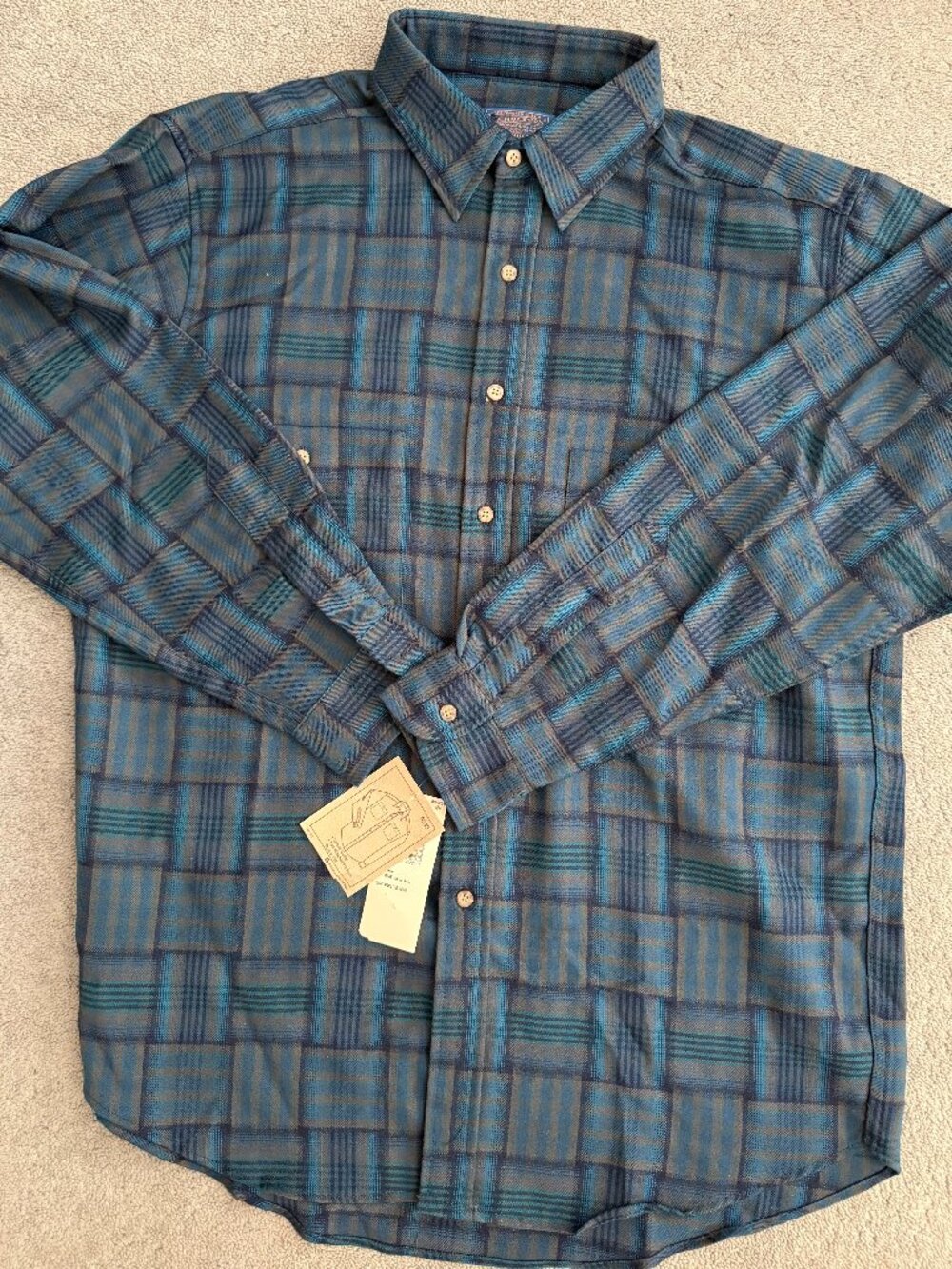 Vintage NWT Pendleton 100% Wool Button Down Shirt Men's Large